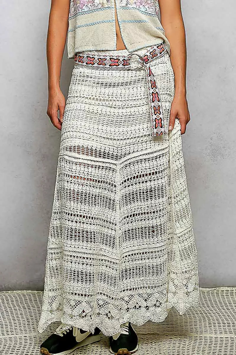 Crochet Knit Maxi Skirt