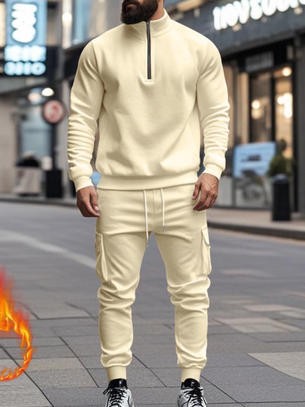 Two-Piece Set – Stand Collar Zip-Up Jacket & Cargo Jogger Pants