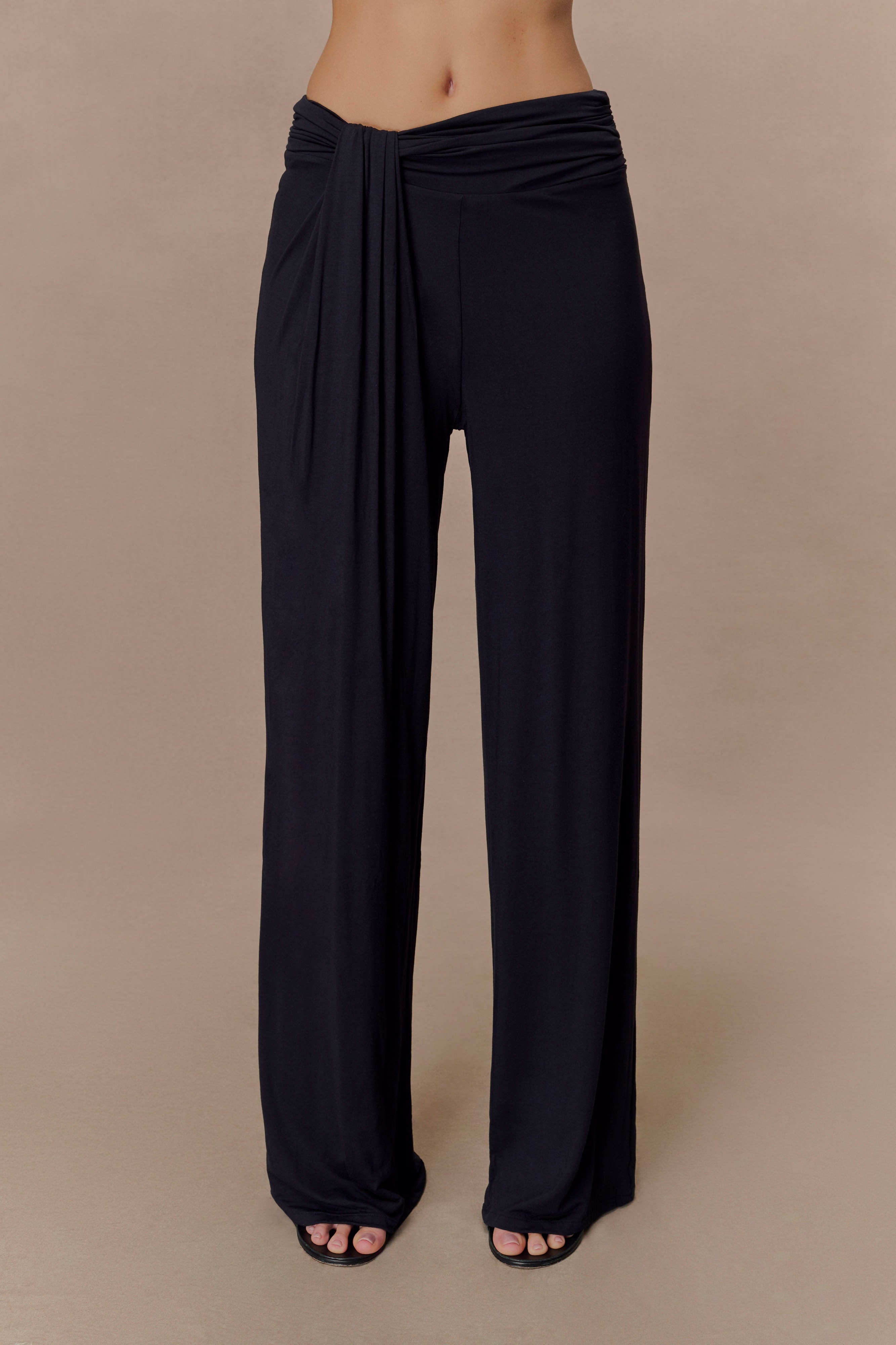 Black Modal Straight Leg Pant
