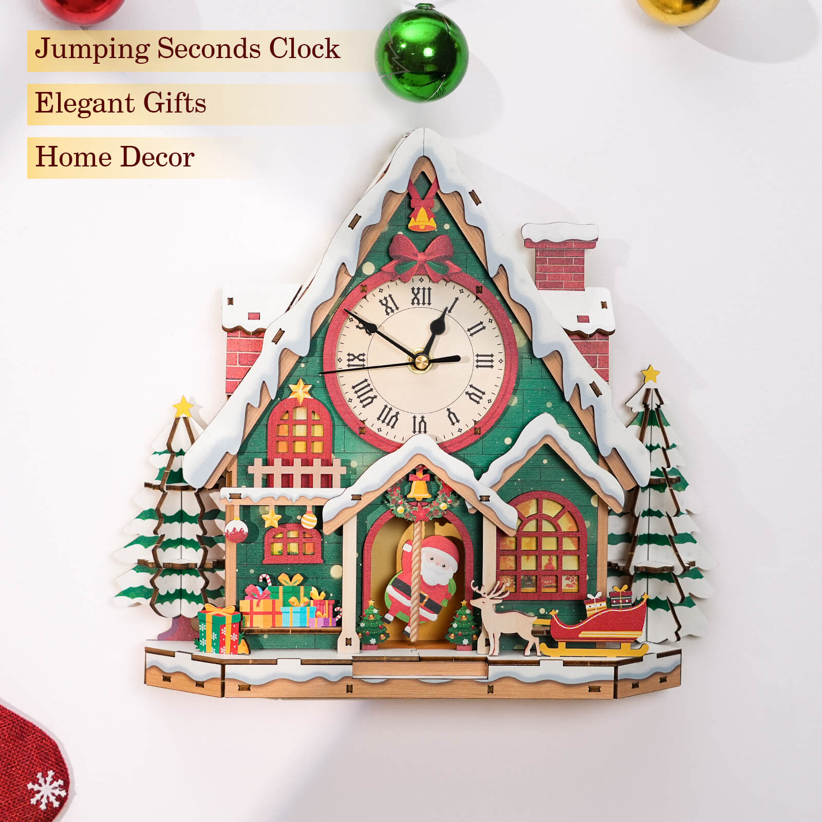 Christmas Snow House â€“ DIY Wooden Clock, 3D Puzzle Craft Kit