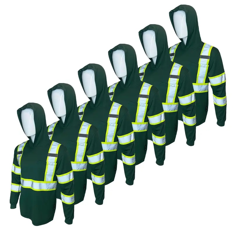12/6 PACK SHIRT High Visibility Long Sleeve Safety Shirt with hoodie