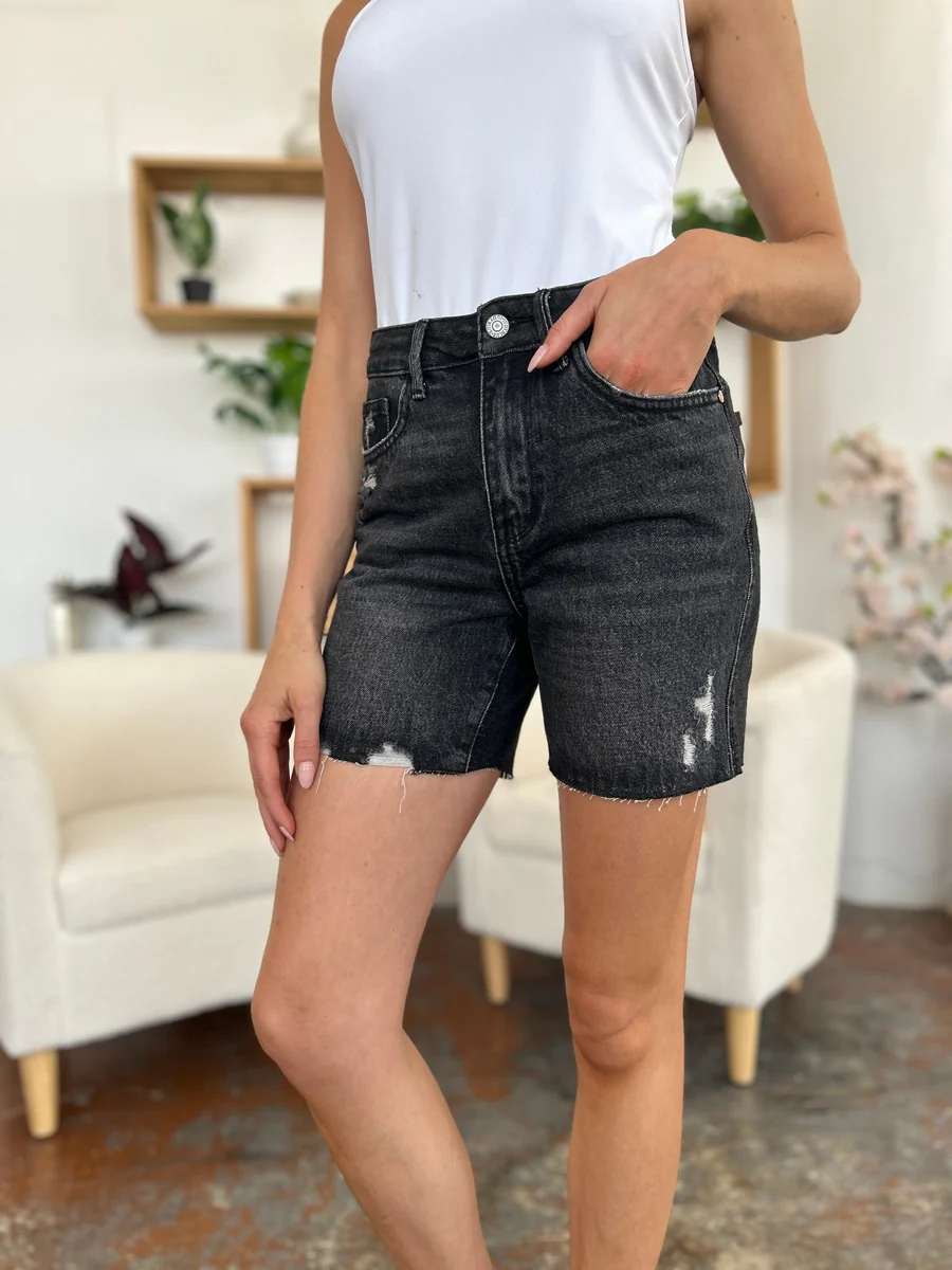 High Waist Tummy Control Denim Shorts