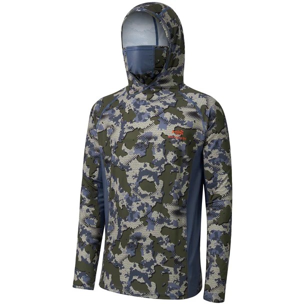 UPF 50+ Long Sleeve Camo Hoodie for Hunting with Mask