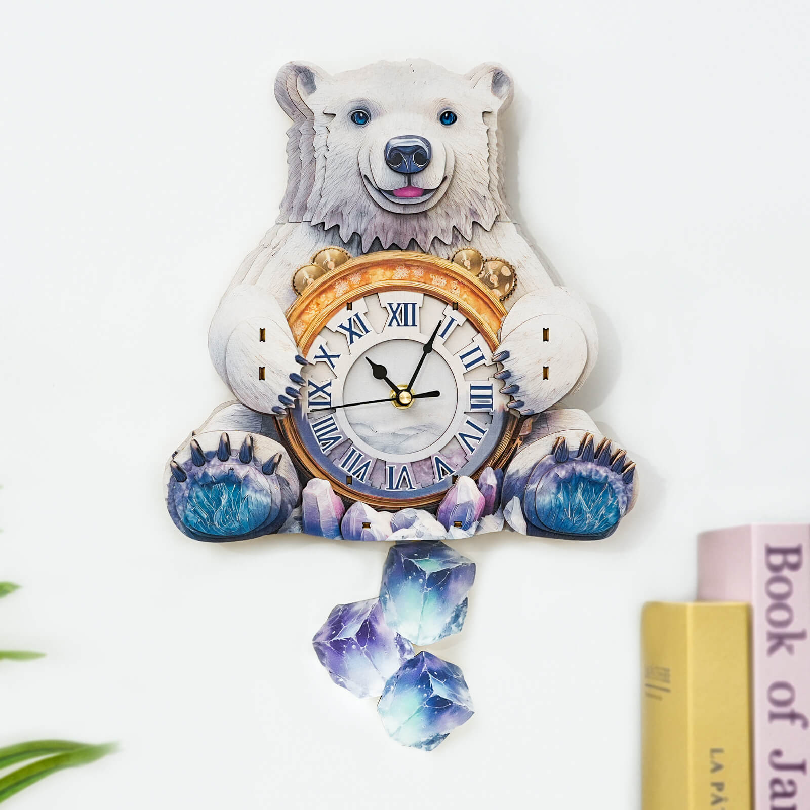 Polar bearsâ€“ DIY Wooden Clock, 3D Puzzle Craft Kit