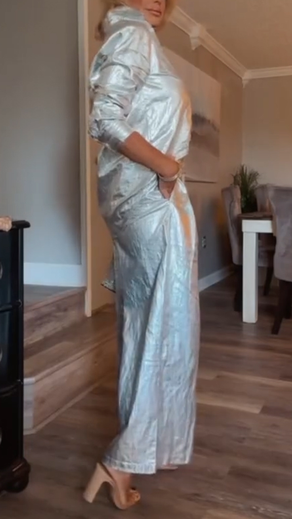 Women Lapel Solid Color Casual Set