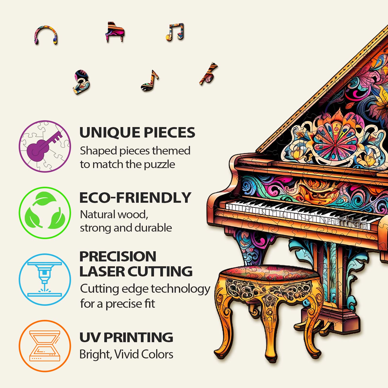 Touching Piano Wooden Jigsaw Puzzle