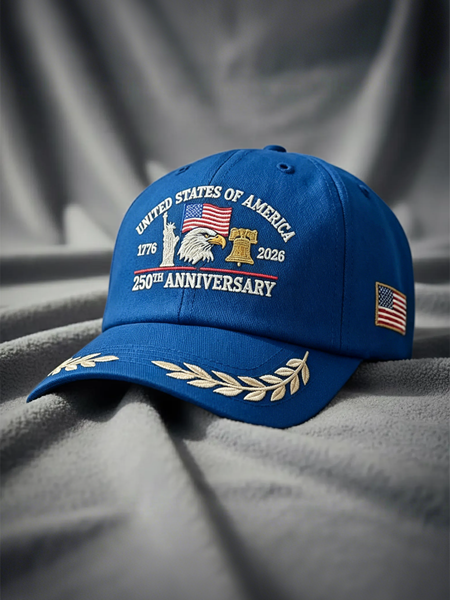 USA 250th Anniversary Statue Of Liberty & Liberty Bell Embroidered Baseball Cap