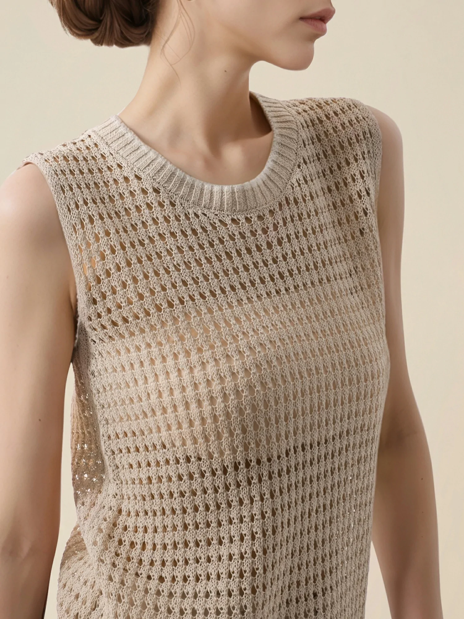 Cotton & Lyocell Round Neck Sleeveless Vest