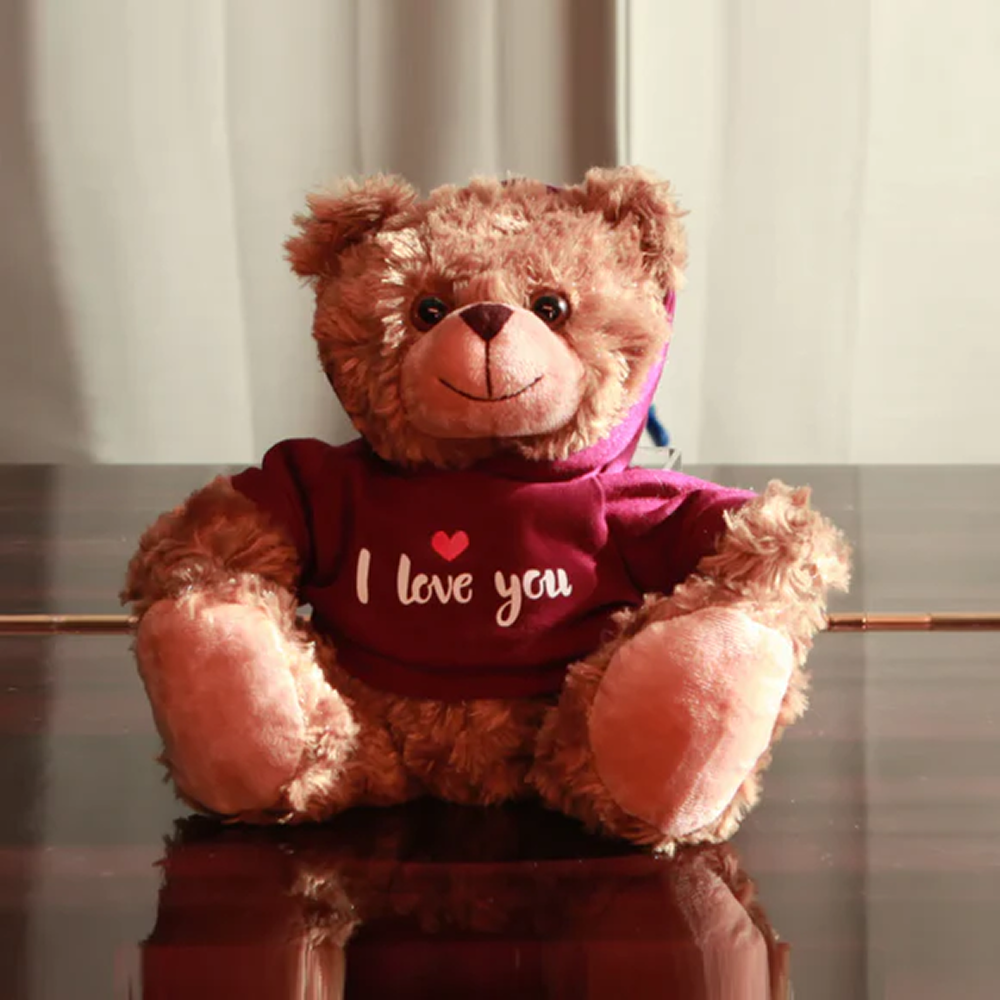 Mocha Bear in Maroon Hoodie 11inch