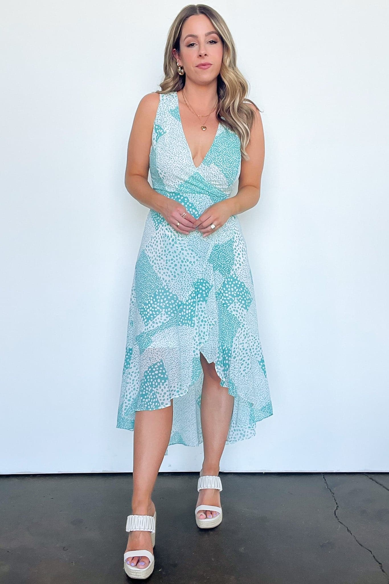 Patchwork Ruffle Hem Dress