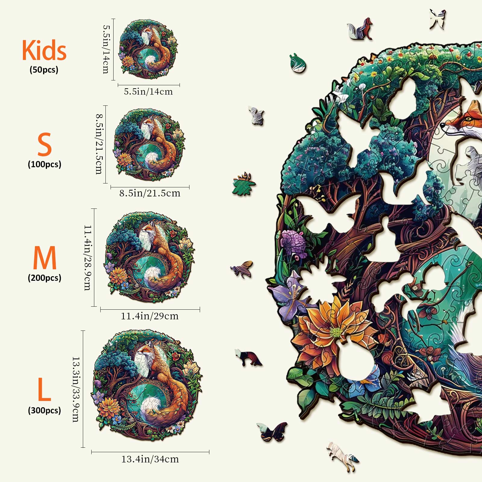 Yin Yang Fox-3 Wooden Jigsaw Puzzle