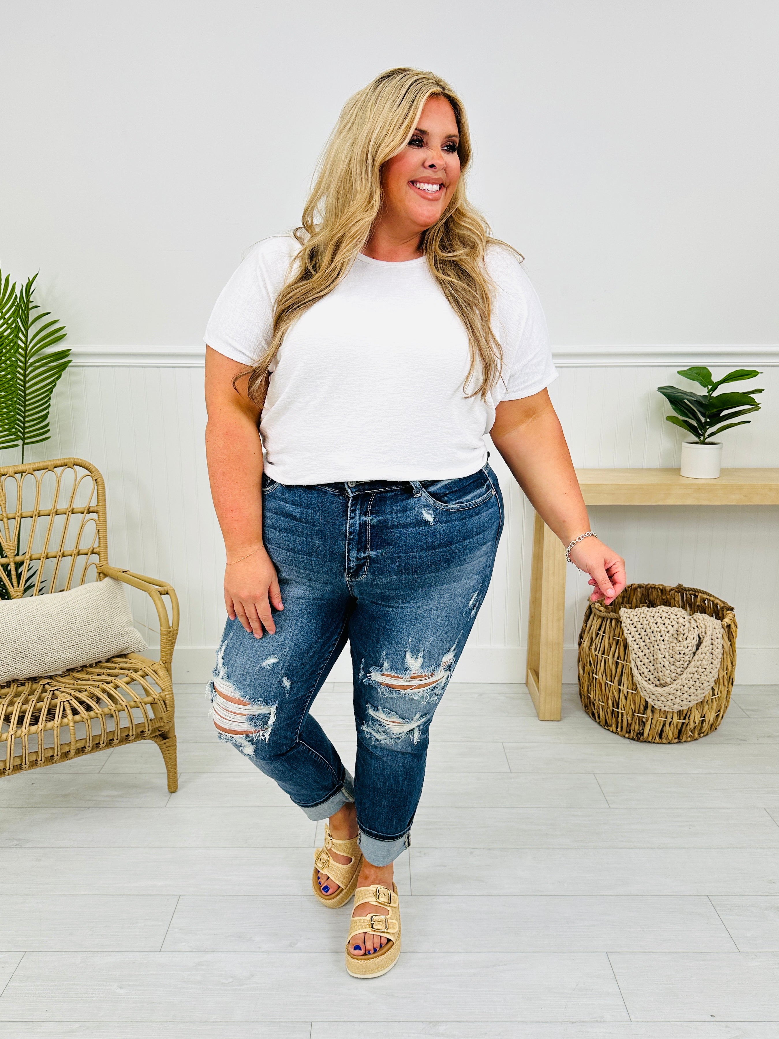 Judy Blue Plus/Reg Now Or Never Cropped Boyfriend Jeans