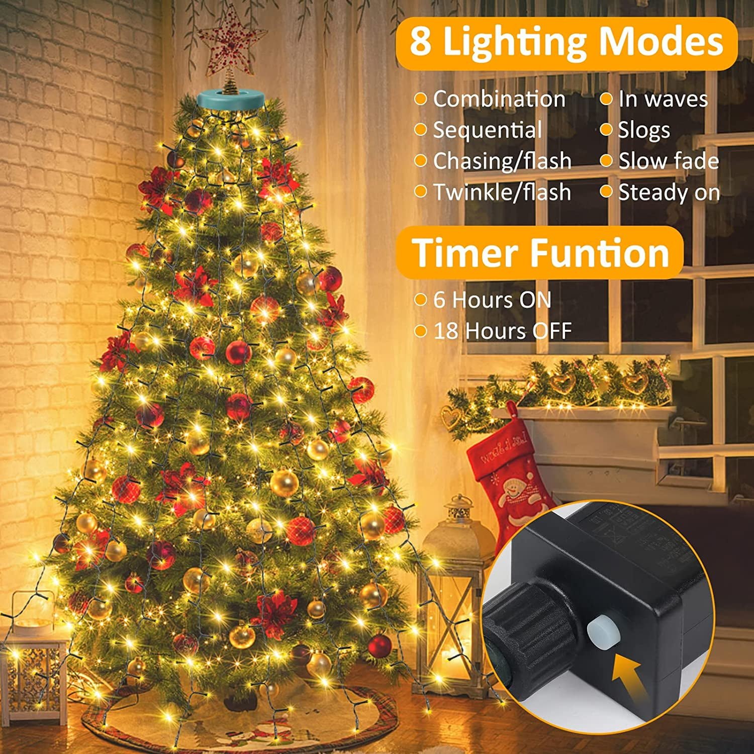 🎄Christmas Tree Waterfall Lights with Ring
