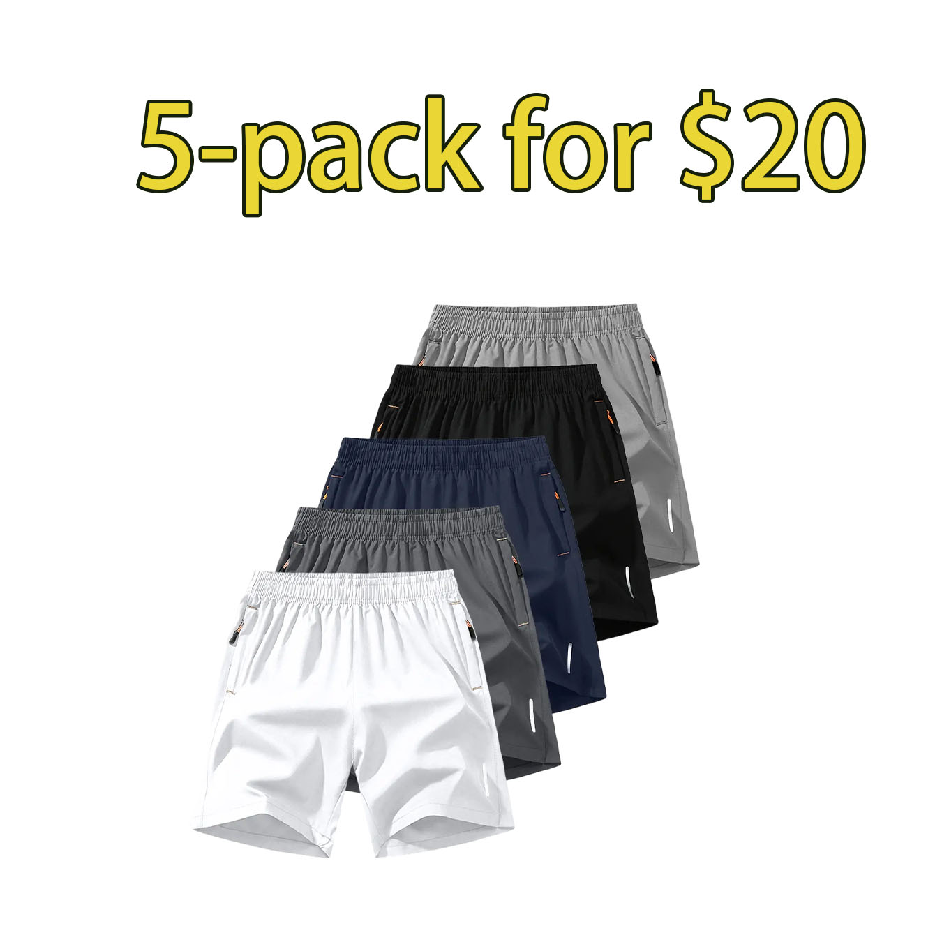 Men’s 10-Pack Zipper Pocket Casual Shorts – Breathable Everyday Comfort Fit