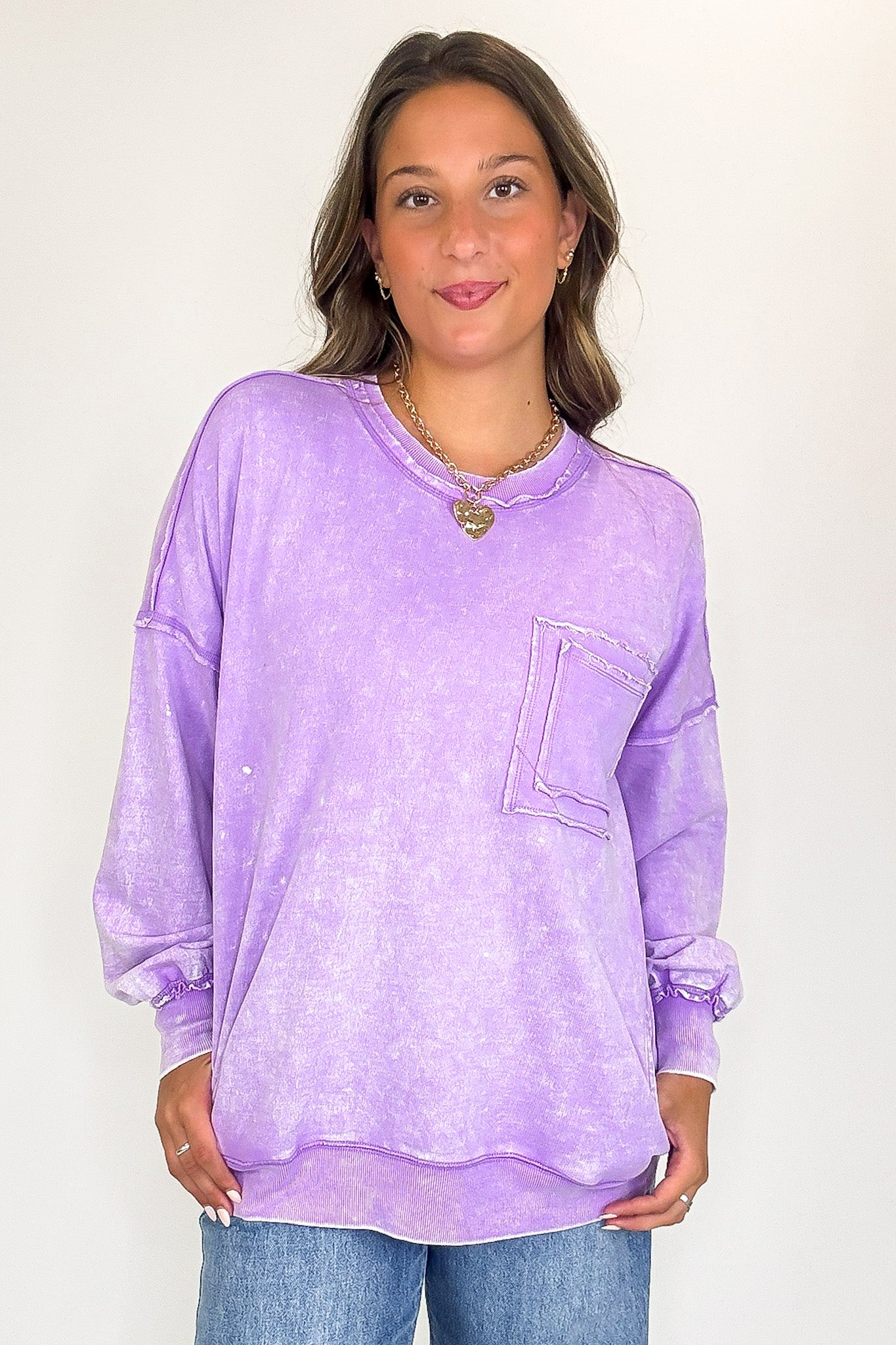 Vintage Acid Wash Raw Edge Pullover