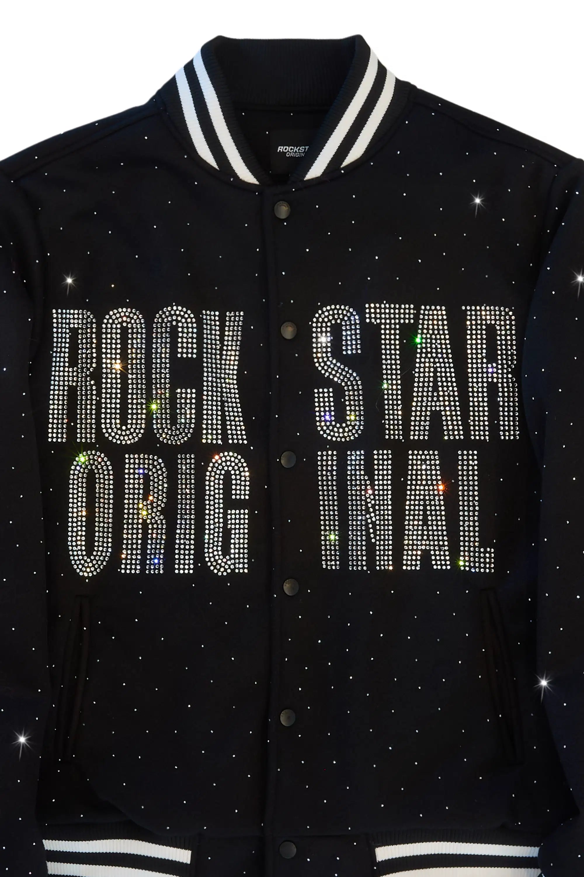 Nakiah Black Rhinestone Varsity Jacket