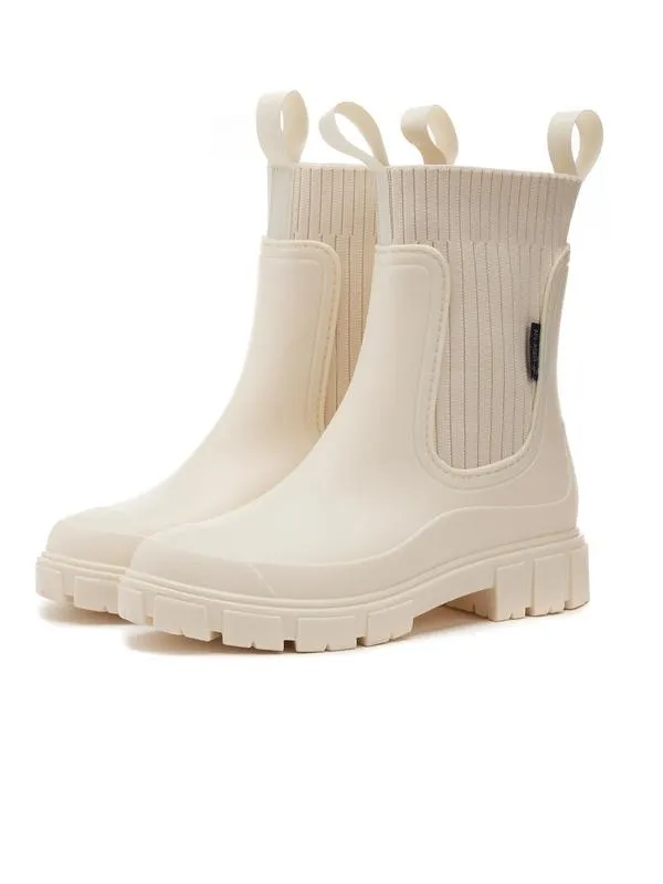 Women's Solid Color Waterproof Rain Boots