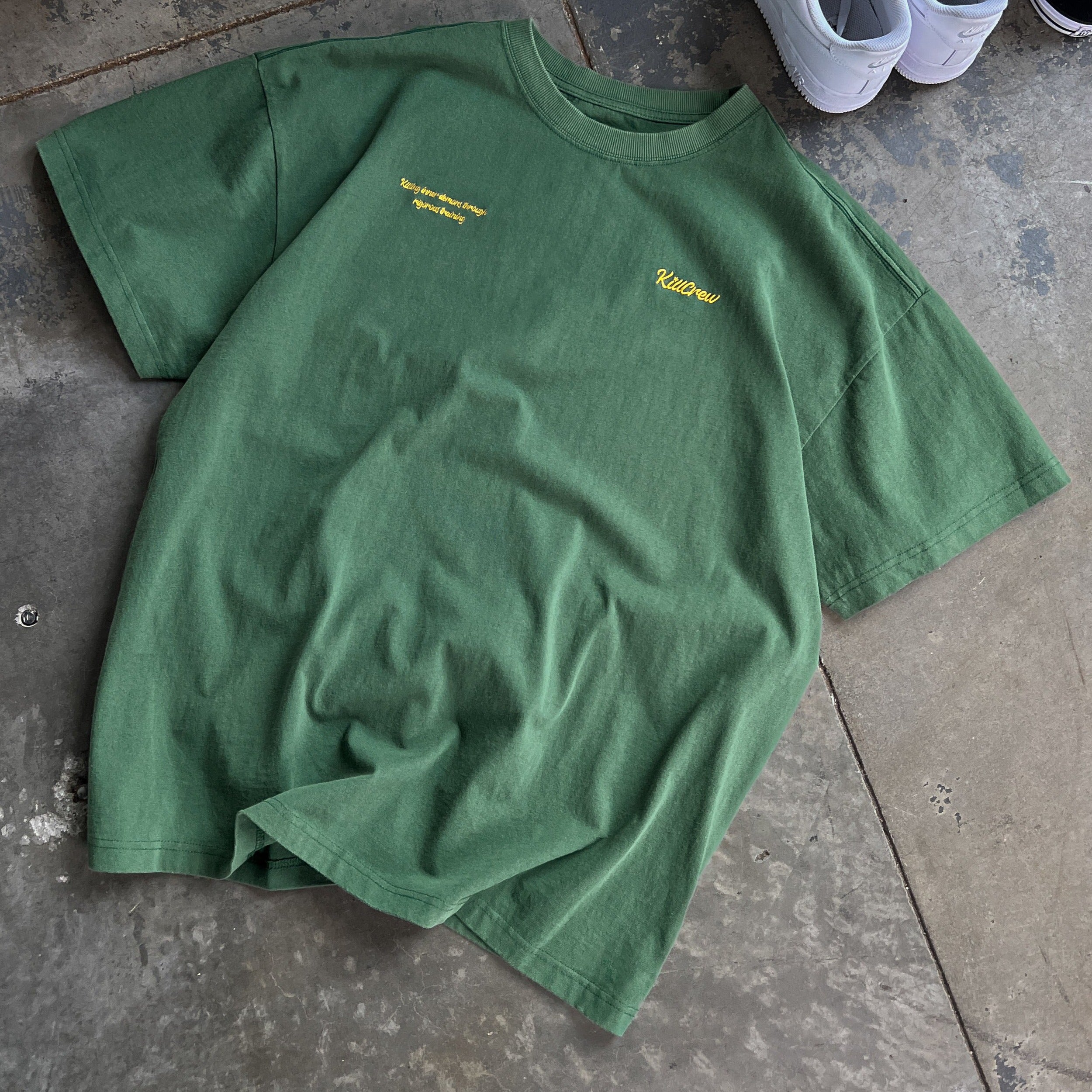 RELAXED FIT LUX SCRIPT T-SHIRT - GREEN / YELLOW