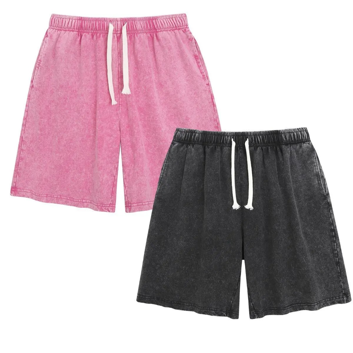 Unisex Acid Washed Vintage Shorts