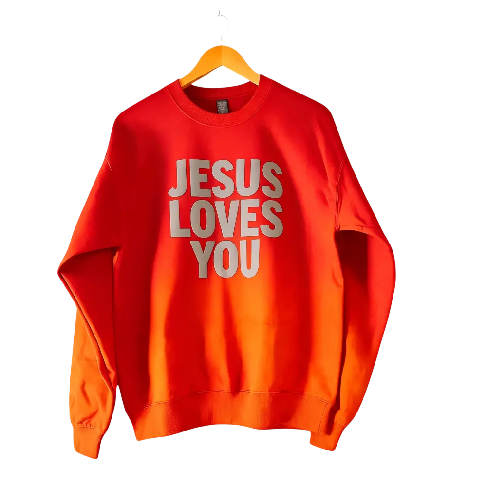 Jesus Loves You Puff Print Crewneck Sweatshirt, Womenswear
