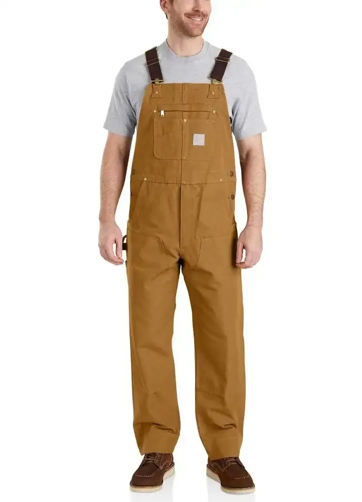 Men's Denim Bib Overalls, Workwear with Adjustable Straps and Convenient Tool Pockets