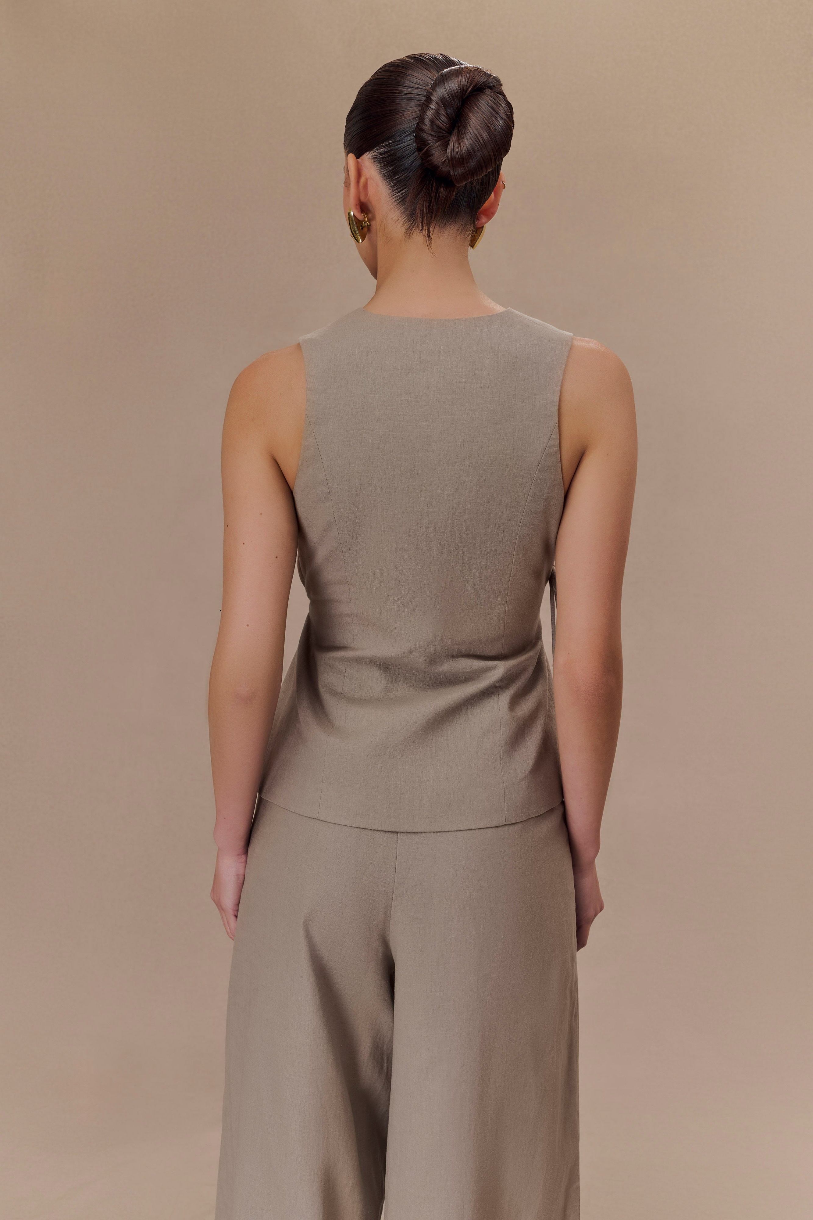 Pebble Linen Sleeveless Wrap Top