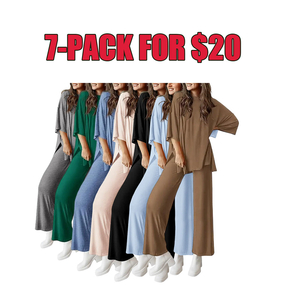 Everyday Comfort 2-Piece Lounge Set (Relaxed Fit Top & Wide Leg Pants)