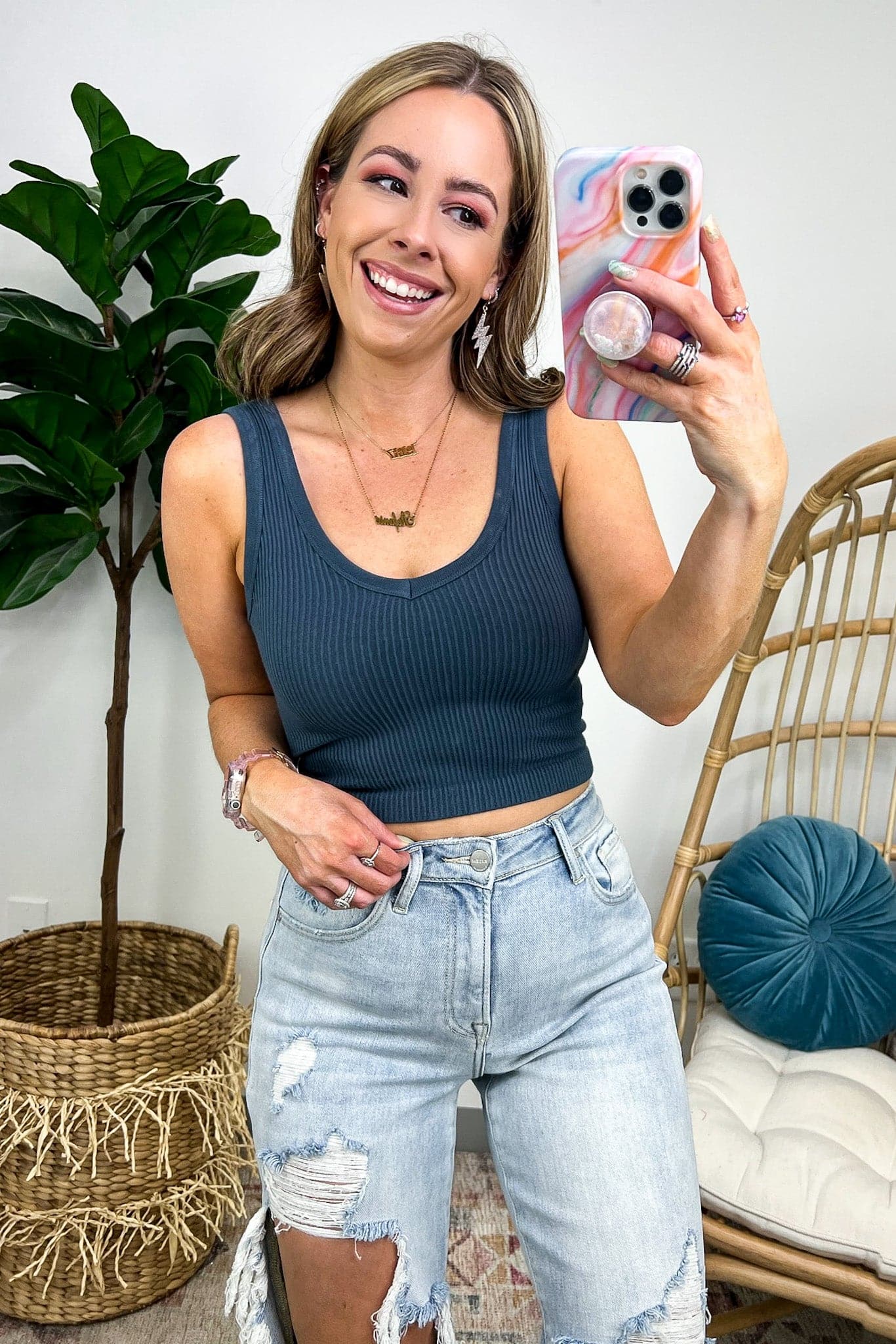 Ribbed Seamless Cropped Tank Bra Top