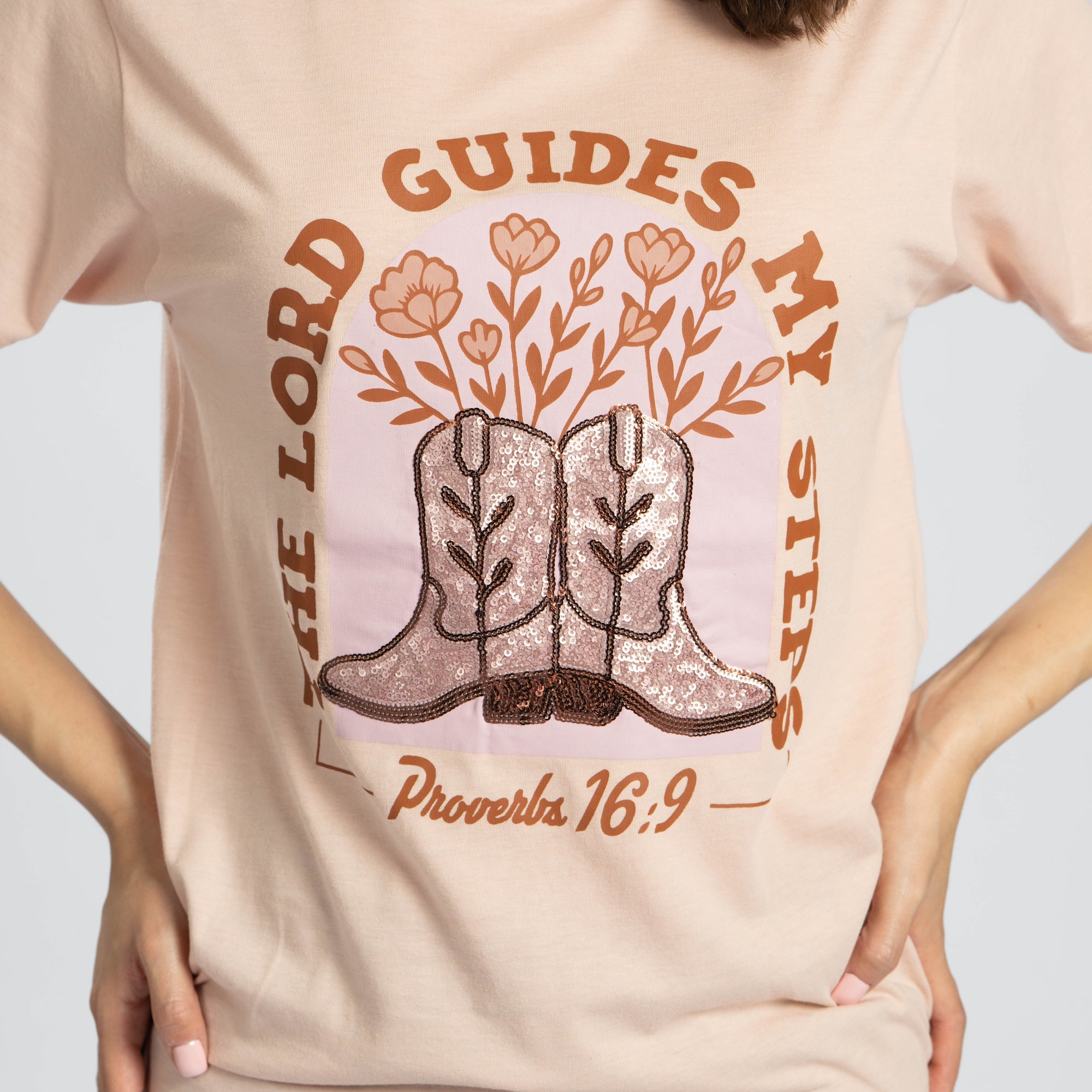 Embellished The Lord Guides My Steps Sequin Tee