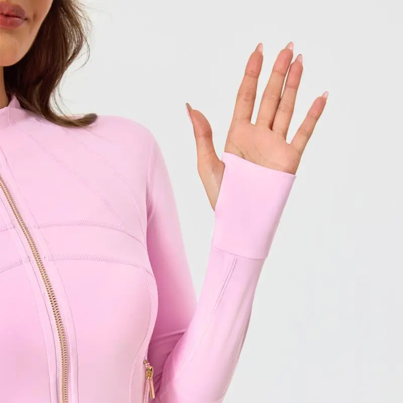 Women's Solid Color Zip Up Sports Pockets BBL Jacket