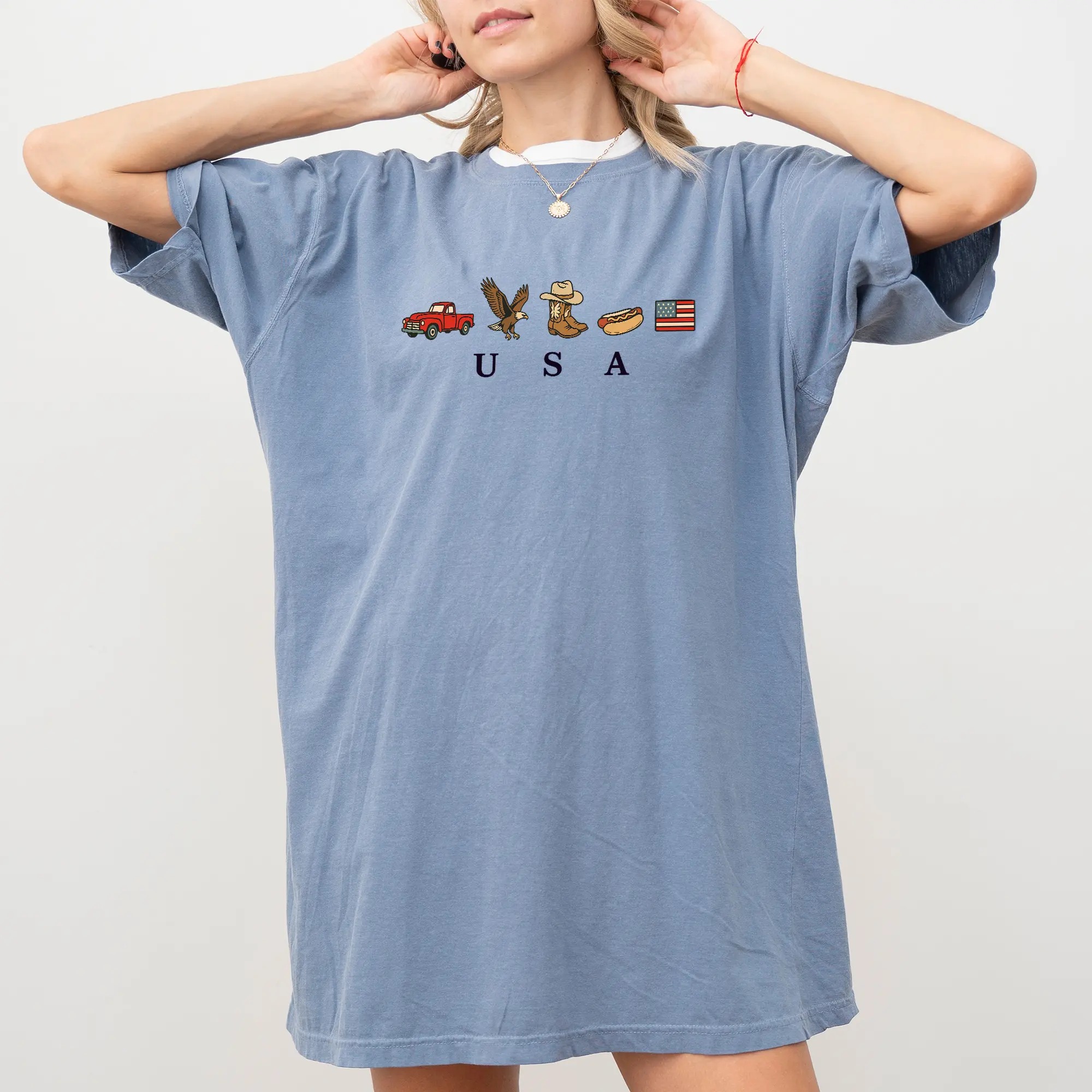 Vintage Wash USA Flag & Icons Graphic T-Shirt