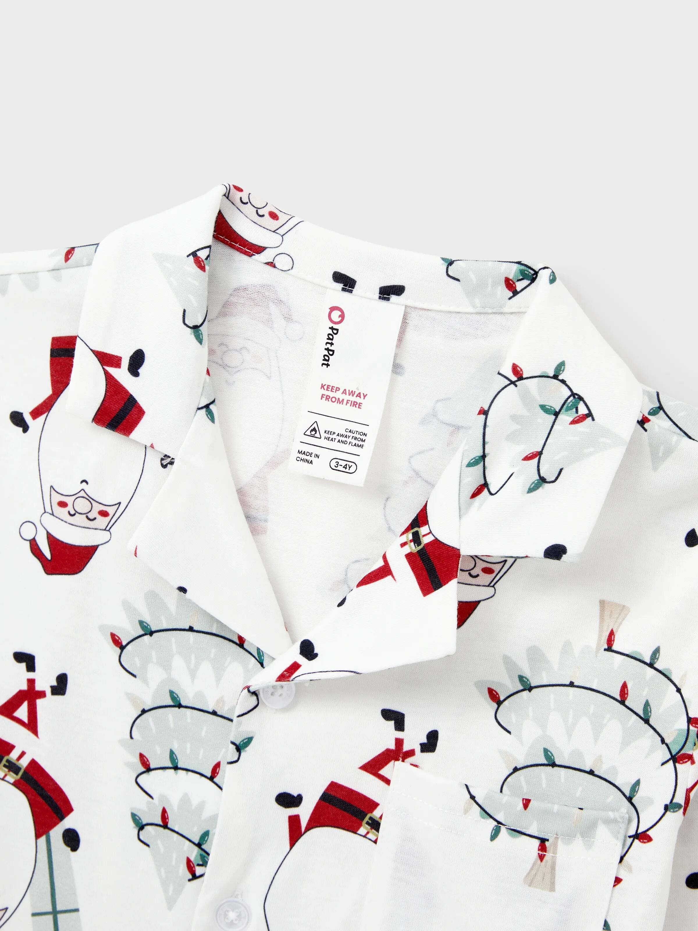 Christmas Matching Family Pajamas Set Gnome Print White PJS with Christmas Socks White