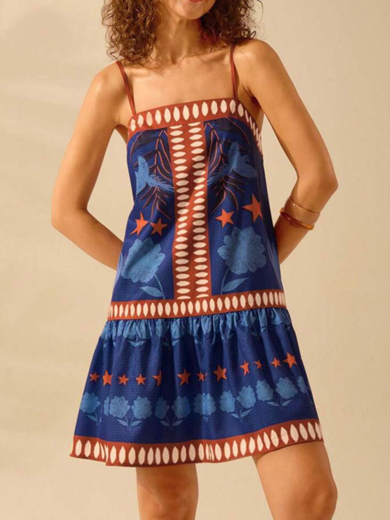 Printed Ruffle Hem Mini Dress