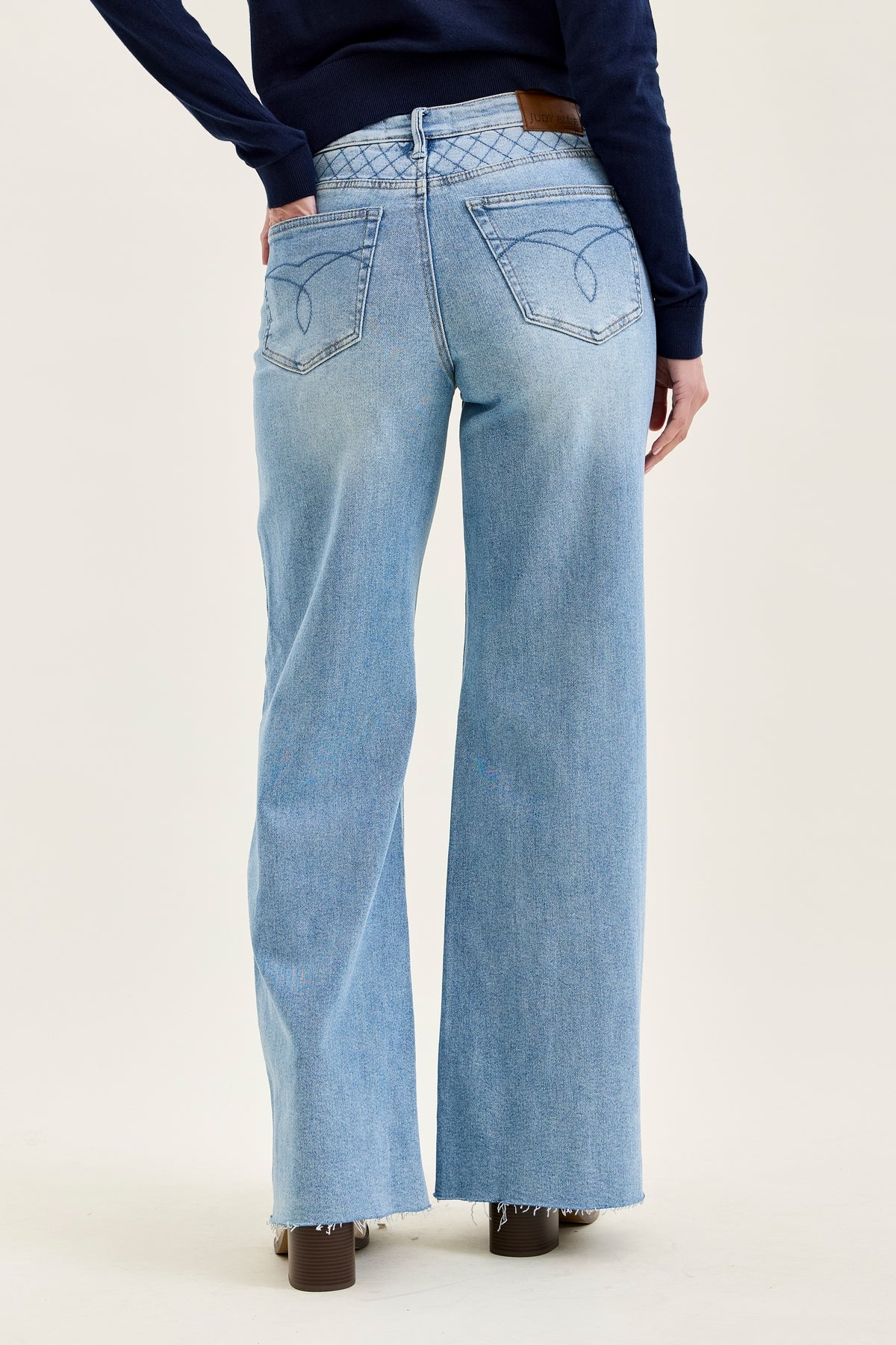 Lux Quilted Blue Retro Wide Leg