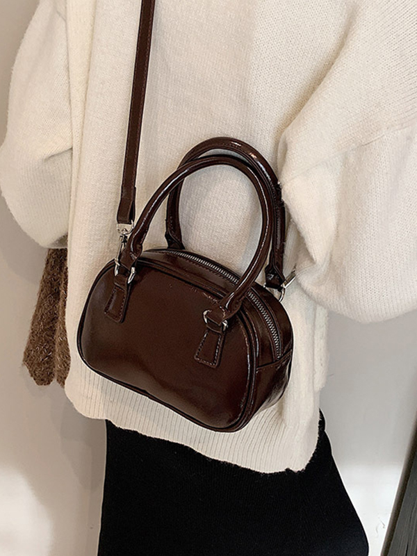 Geometric Solid Color Zipper Handbags Crossbody Bags