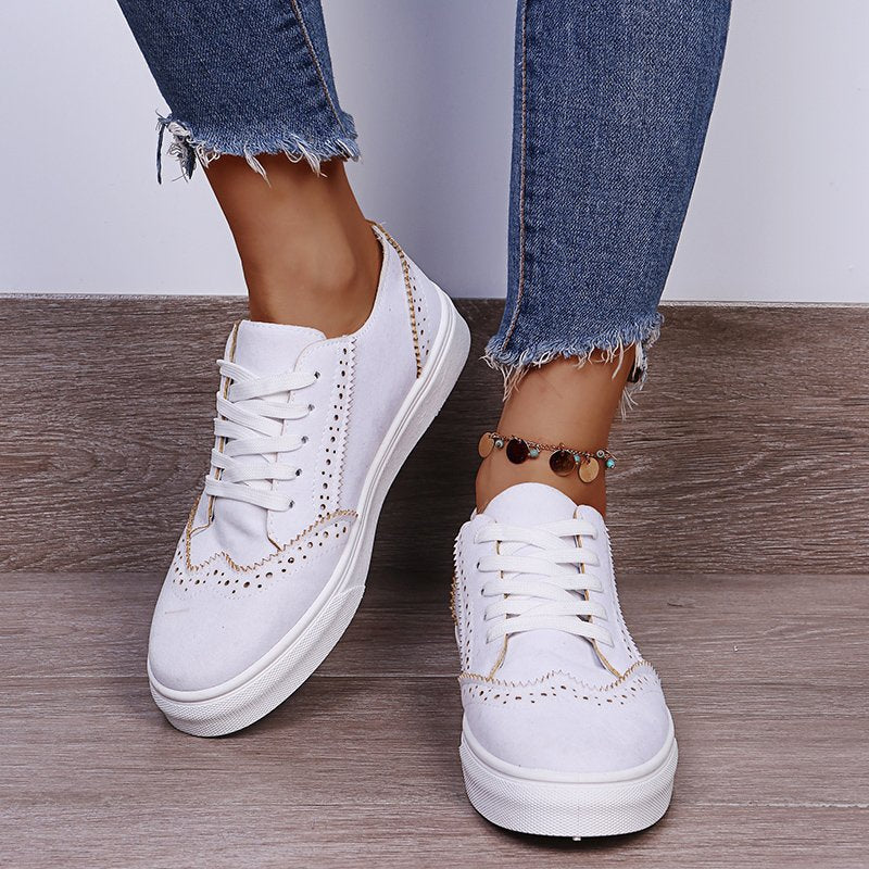Lace-Up Suedette Flat Sneakers (multiple color options)