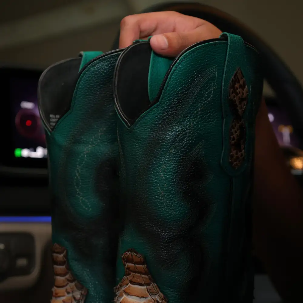 Desert Python Leather Boots — Square Toe