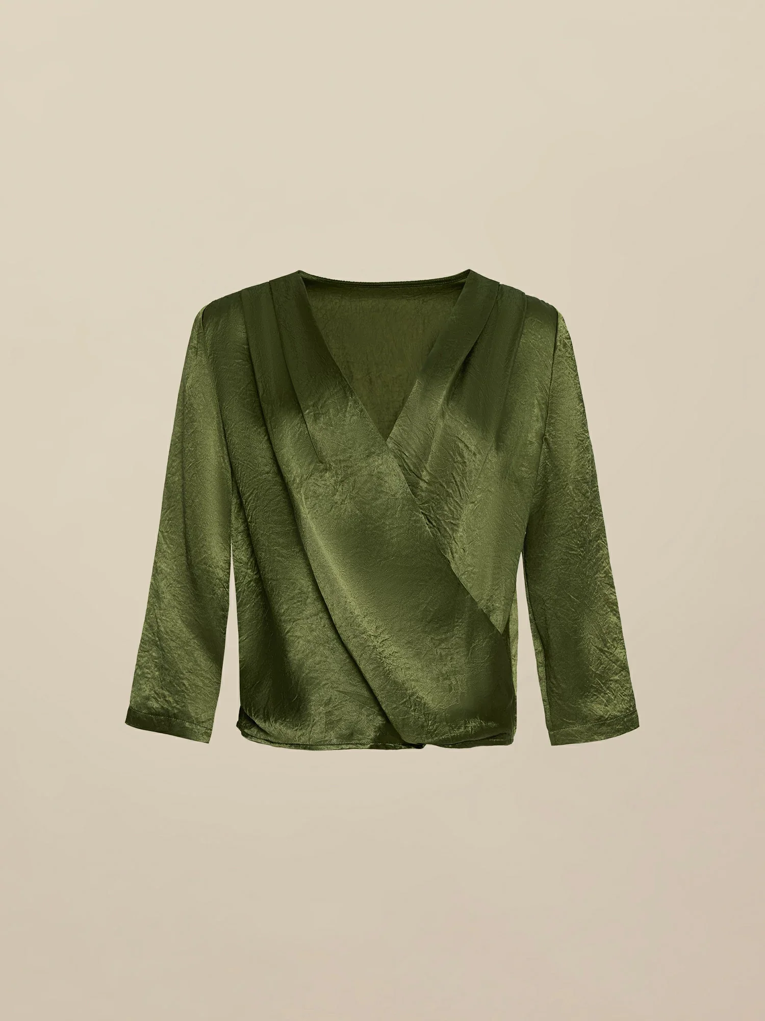 100% Acetate V-Neck Mid-Sleeve Top