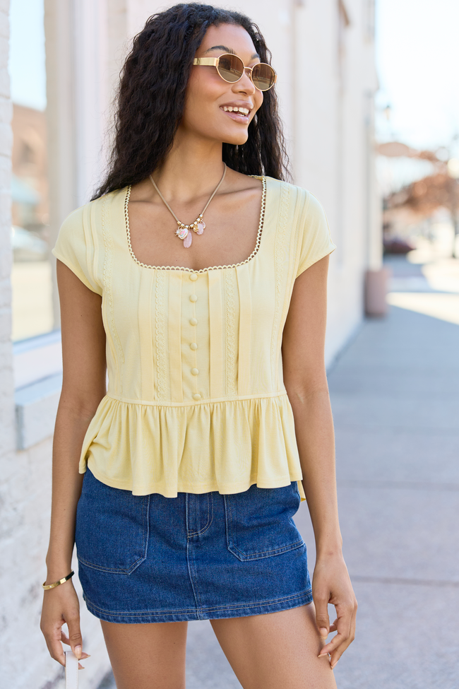 Ellison Yellow Buttoned Babydoll Top