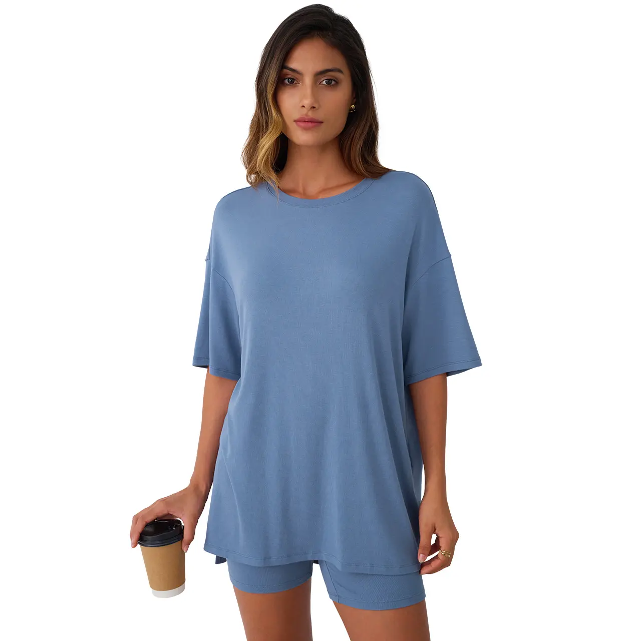 Women’s Oversized Tee & High-Waisted Biker Shorts Set