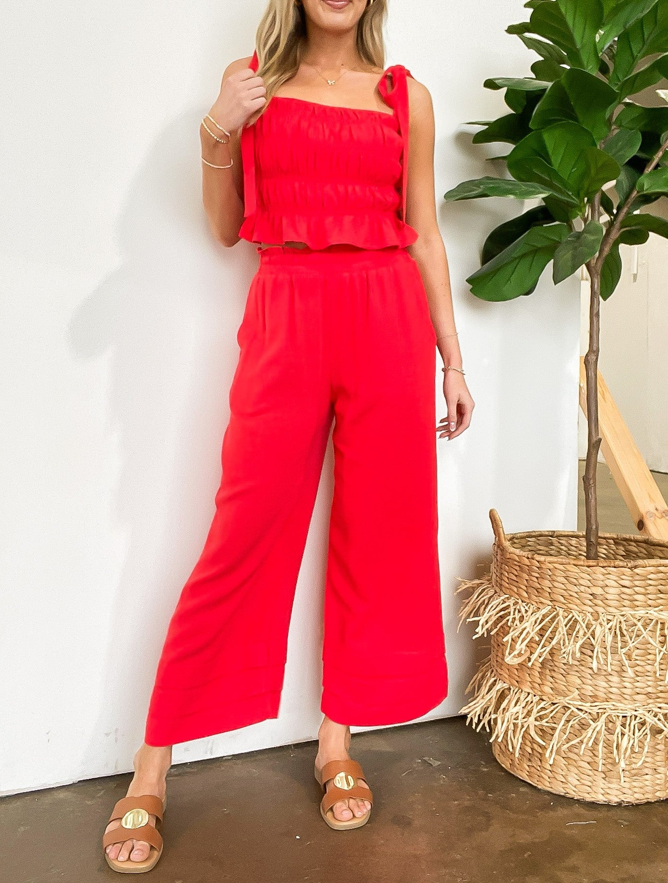 Smocked Tie-Strap Top