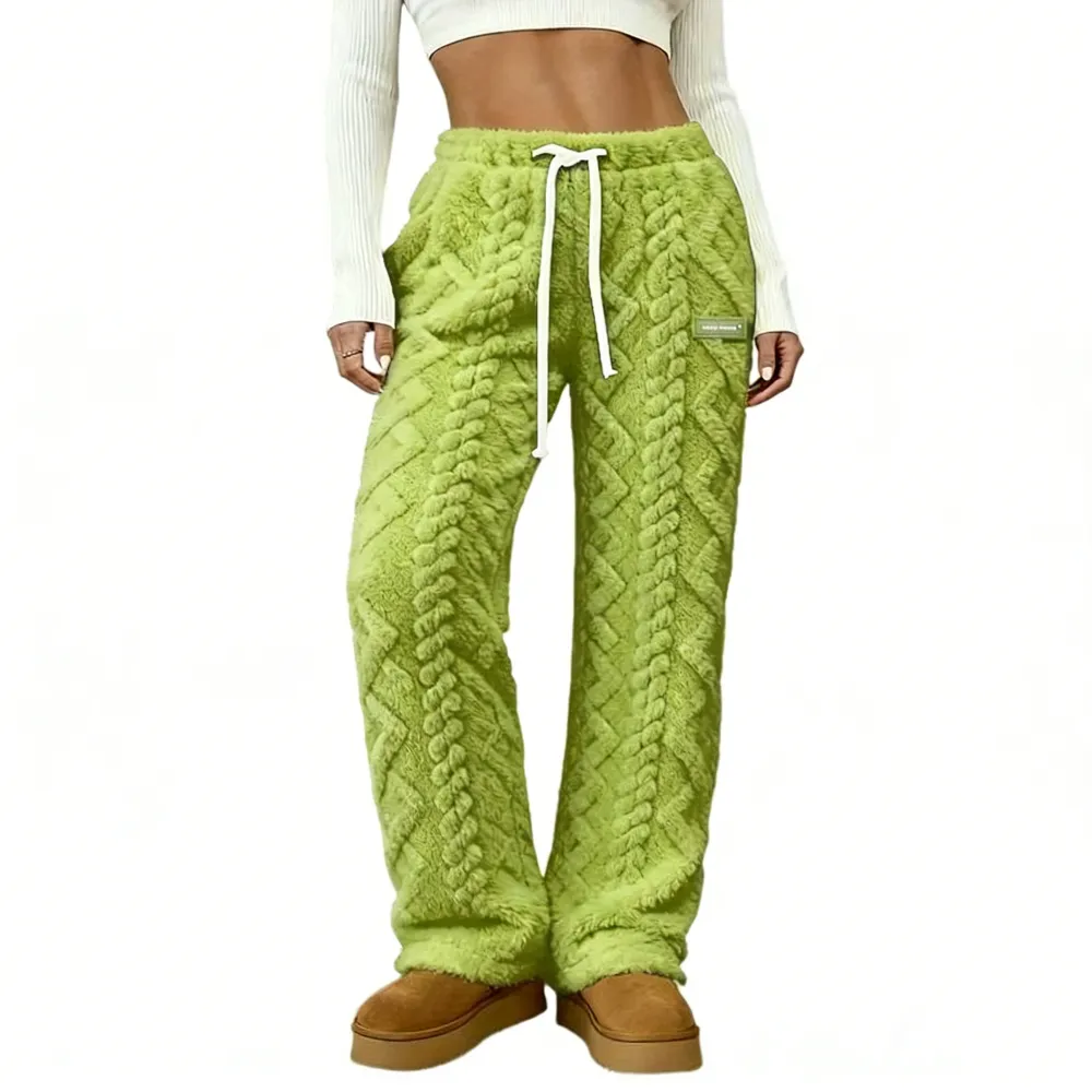 Women's fleece sweatpants, cable knit trousers
