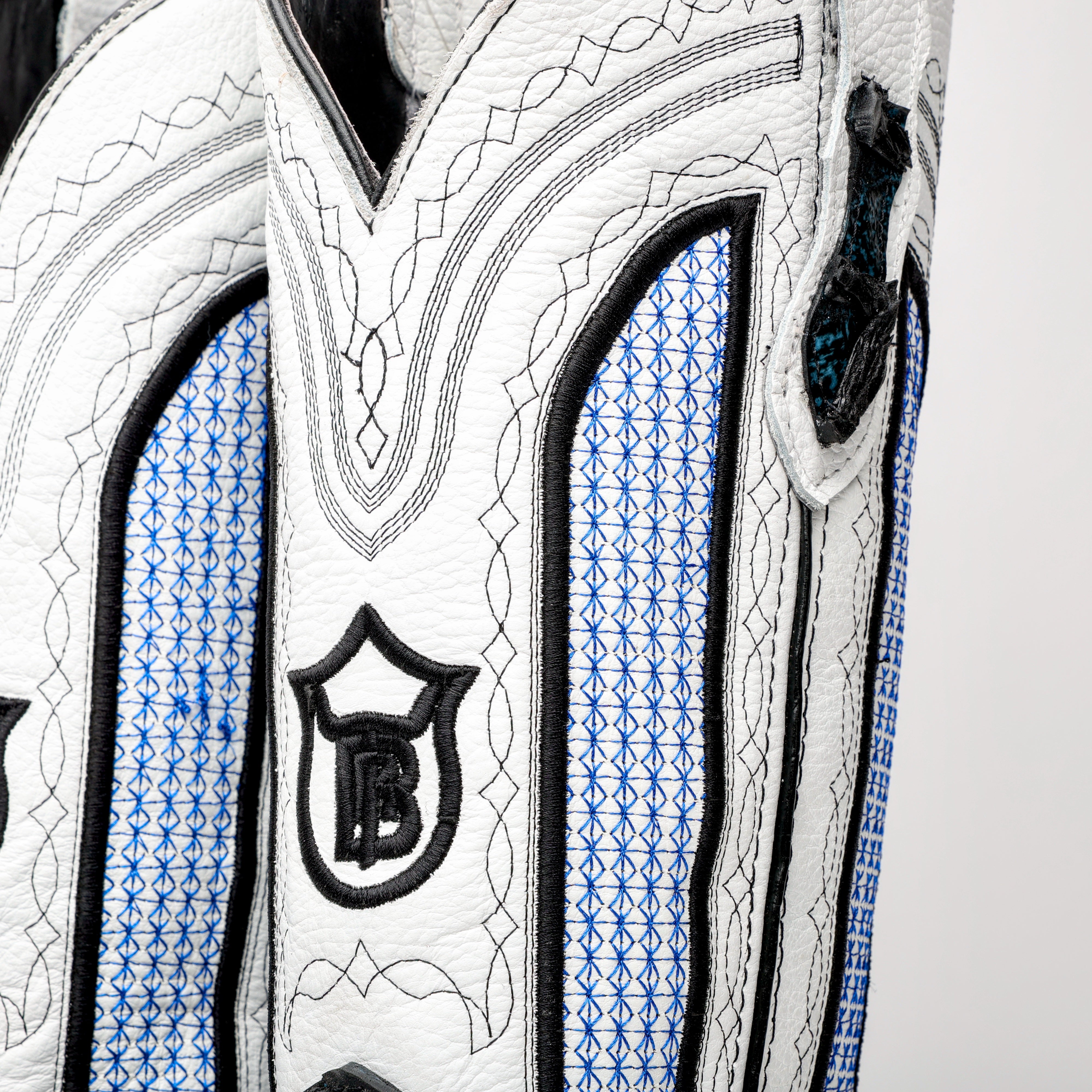 Midnight Blue Jumbo Pirarucu Leather Boots - Square Toe