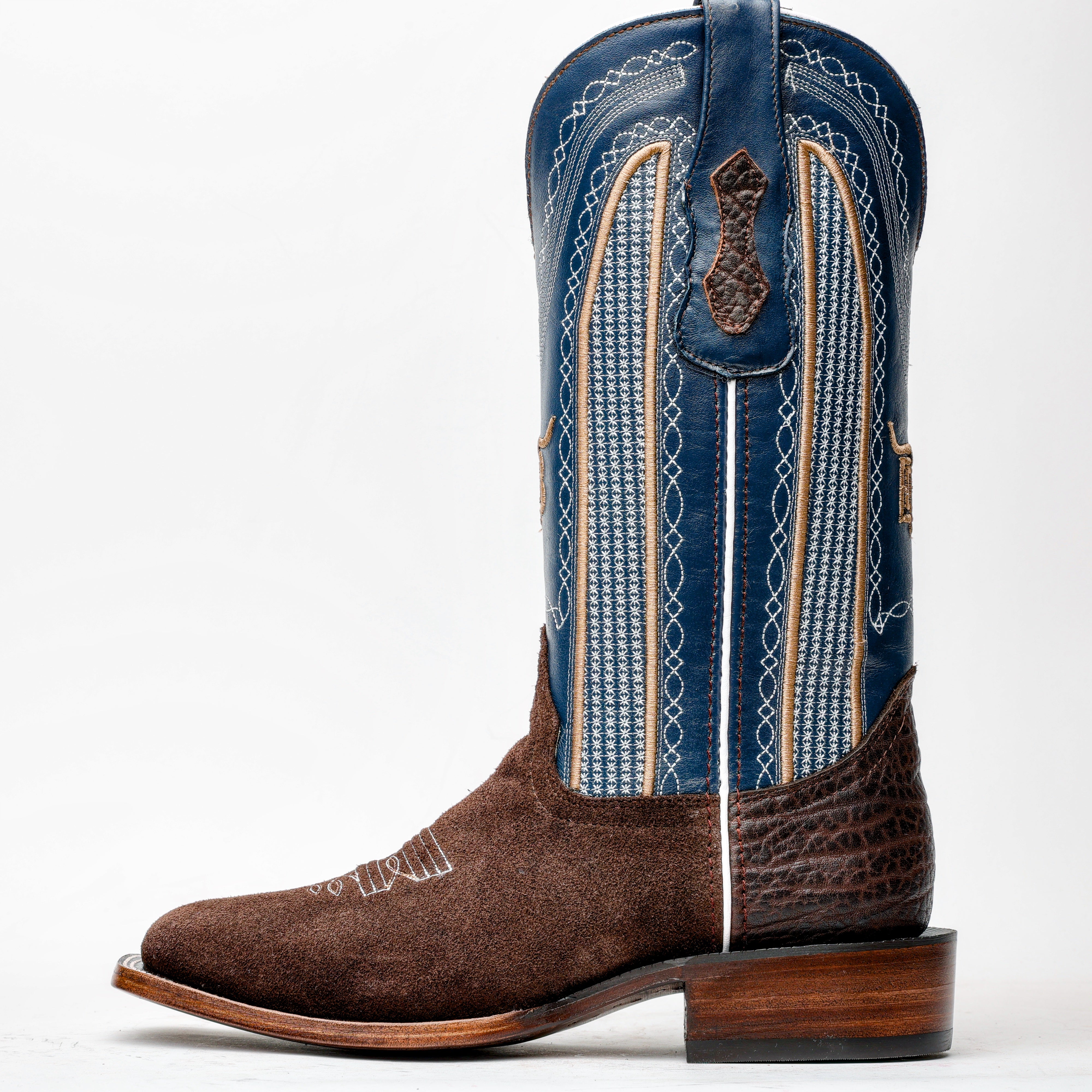 Chocolate Brown Rough-Out Boots - Square Toe