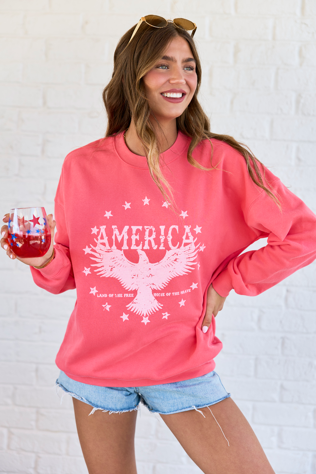 American Eagle Light Red Graphic Sweatshirt