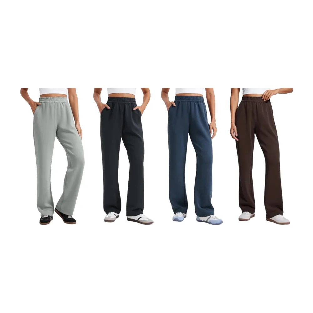 Women’s Casual Travel Pants – Wide Leg High Waisted Sweatpants with Pockets