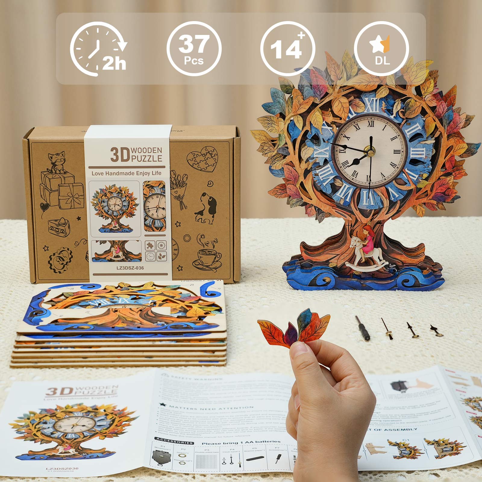 Tree of Life â€“ DIY Wooden Clock, 3D Puzzle Craft Kit