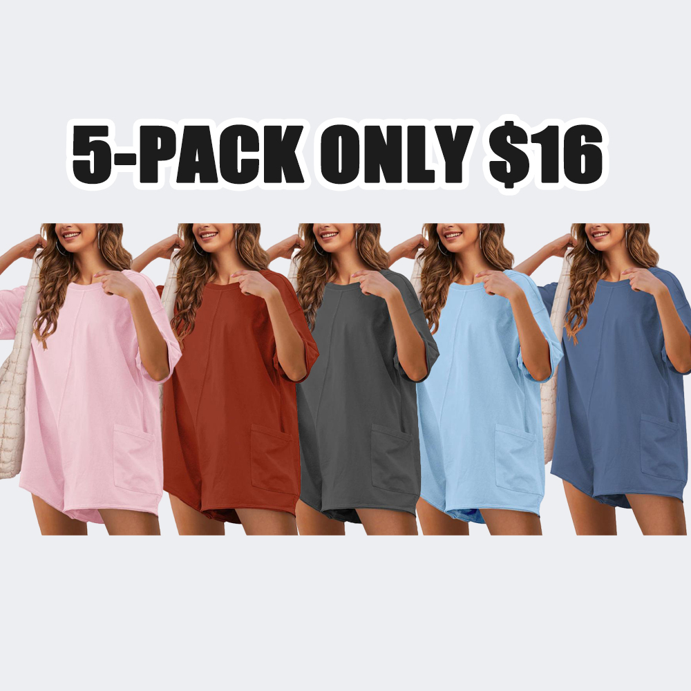 Women’s Oversized Athletic Jumpsuit – Casual Romper Overall, Workout Tee Hot Short Romper (Plus Size Available)