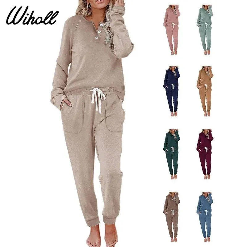 Two Piece Outfits for Women Lounge Sets Button Down Sweatshirt