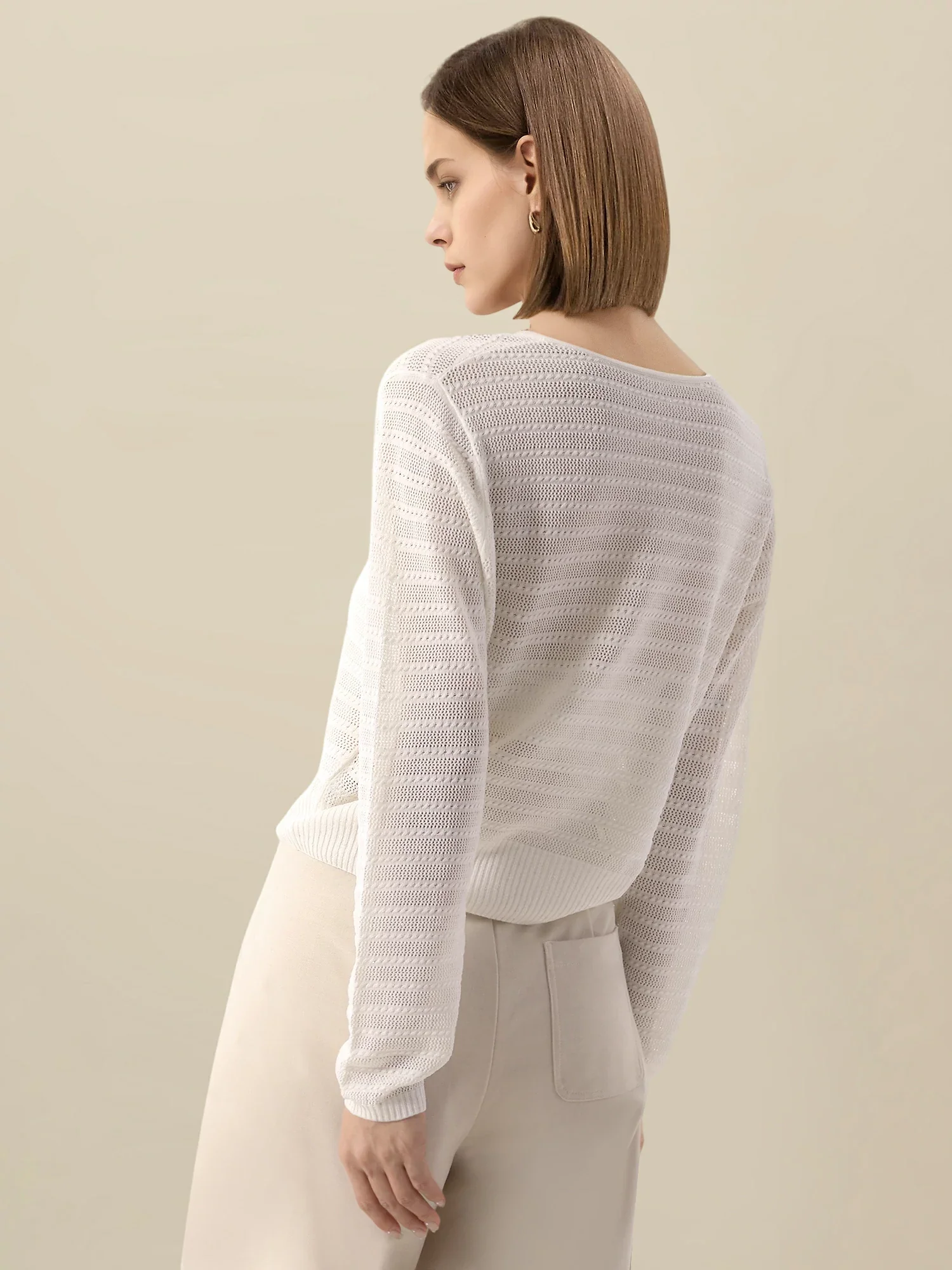 Linen & Lyocell V-Neck Long Sleeve Cardigan